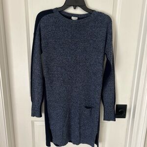 Halogen Women's Sm 100% Cashmere Heathered Blue Color Block Sweater Tunic Dress